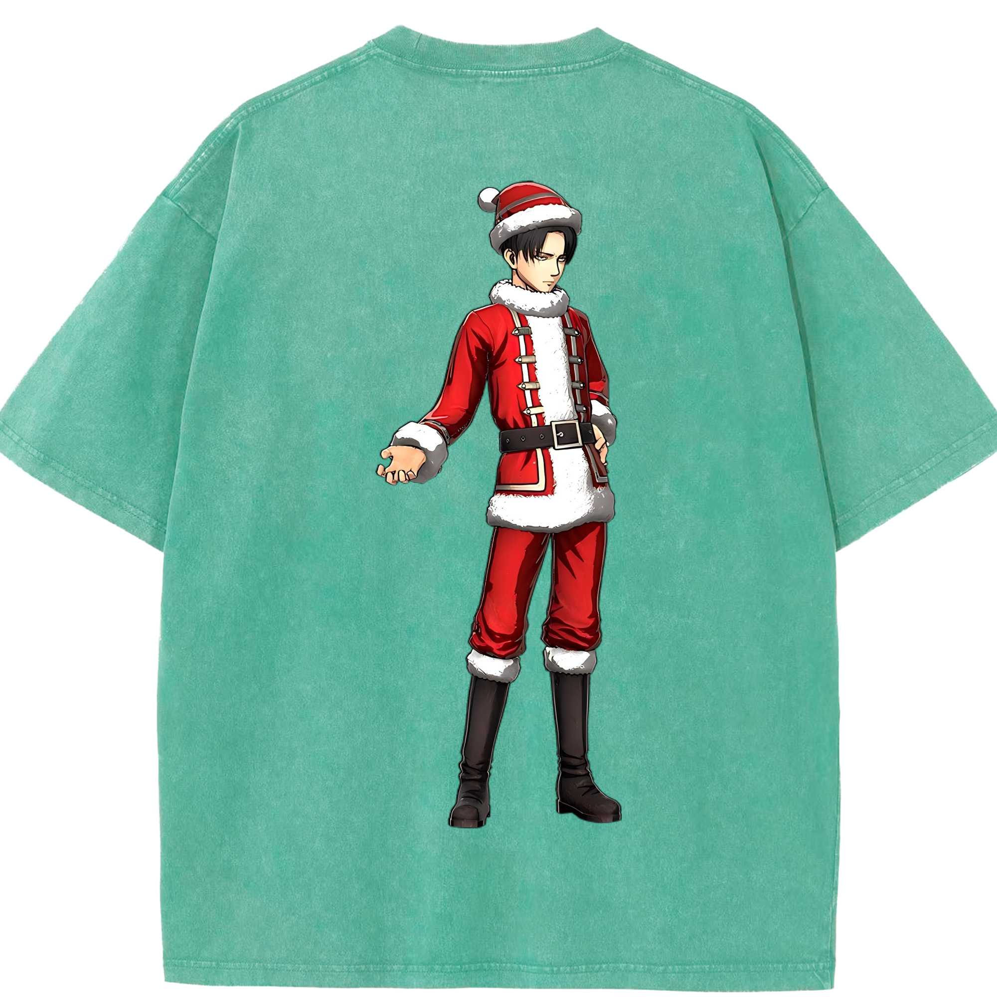 （画像用） 進撃の巨人 リヴァイ·アッカーマン Attack on Titan Levi Ackerman 綿100% ヴィンテージ風 半袖Tシャツ（背面プリント）